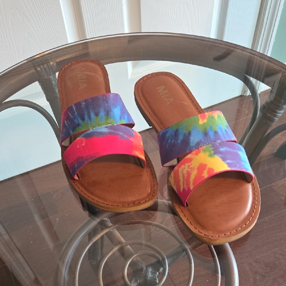 MIA Colorful Tie-Dye Slide Sandals